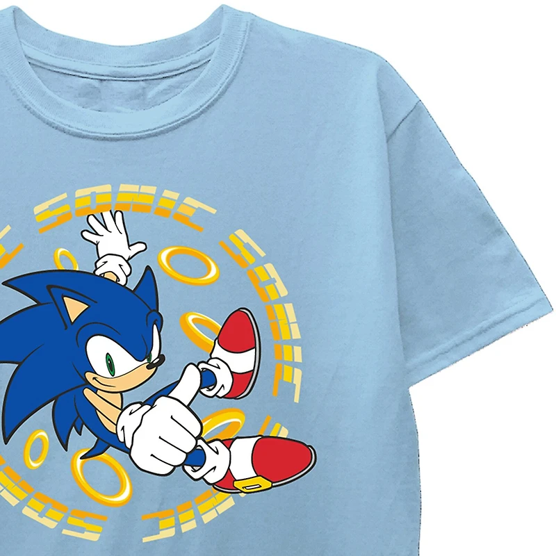 Little & Big Kid Boys Crew Neck Short Sleeve Regular Fit Sonic the Hedgehog Graphic T-Shirt
