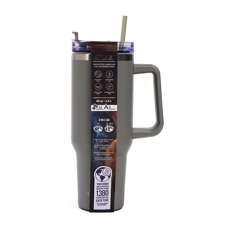 Hydragear Powder 40oz. Atlas Water Bottle with Straw