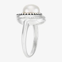Limited Quantities! Womens 1/8 CT. T.W. 8.5MM White Cultured Freshwater Pearl Sterling Silver Round Cocktail Ring