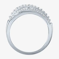 (G-H/I1-12) Womens 1/3 CT. T.W. Lab Grown White Diamond 10K Gold Crossover Cocktail Ring