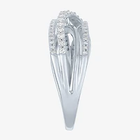 (G-H/I1-12) Womens 1/3 CT. T.W. Lab Grown White Diamond 10K Gold Crossover Cocktail Ring