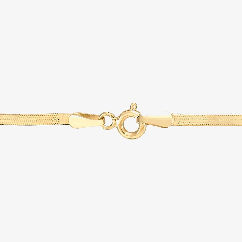 Made in Italy Womens 10K Gold 7.25 Inch Solid Herringbone Chain Bracelet