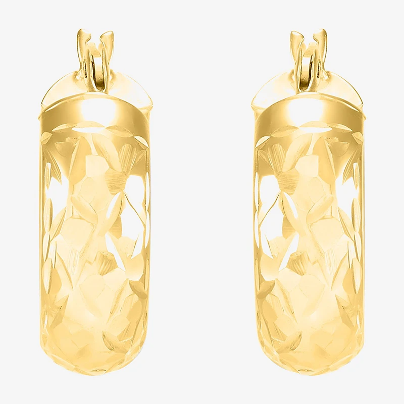 Womens 10K Gold 15mm Round Hoop Earrings