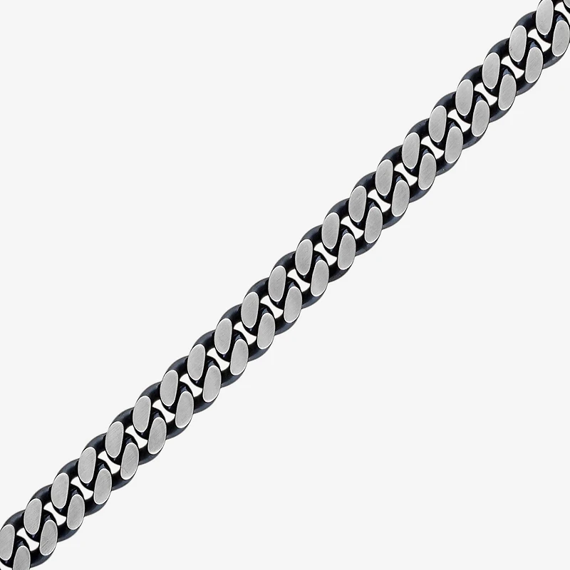 Bulova Mens Stainless Steel 8 1/2 Inch Solid Curb Chain Bracelet