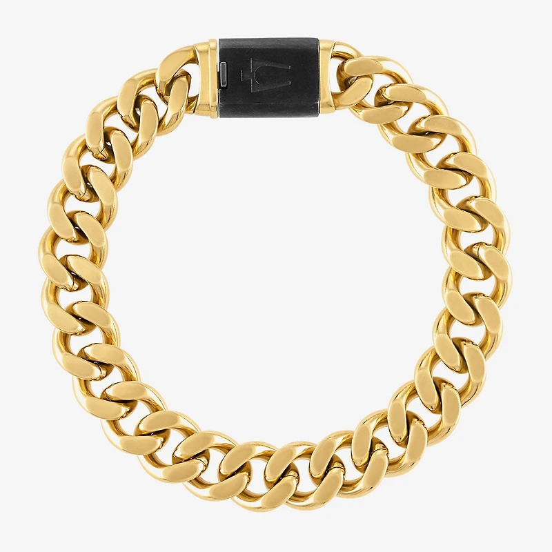 Bulova Mens Stainless Steel 8 1/2 Inch Solid Curb Chain Bracelet