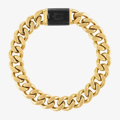 Bulova Mens Stainless Steel 8 1/2 Inch Solid Curb Chain Bracelet