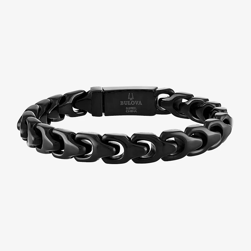 Bulova Mens Stainless Steel 8 1/2 Inch Solid Link Chain Bracelet