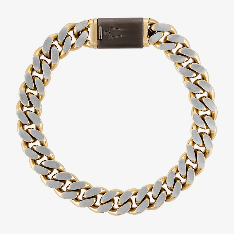 Bulova Mens Stainless Steel 8 1/2 Inch Solid Curb Chain Bracelet