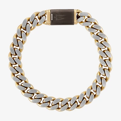 Bulova Mens Stainless Steel 8 1/2 Inch Solid Curb Chain Bracelet