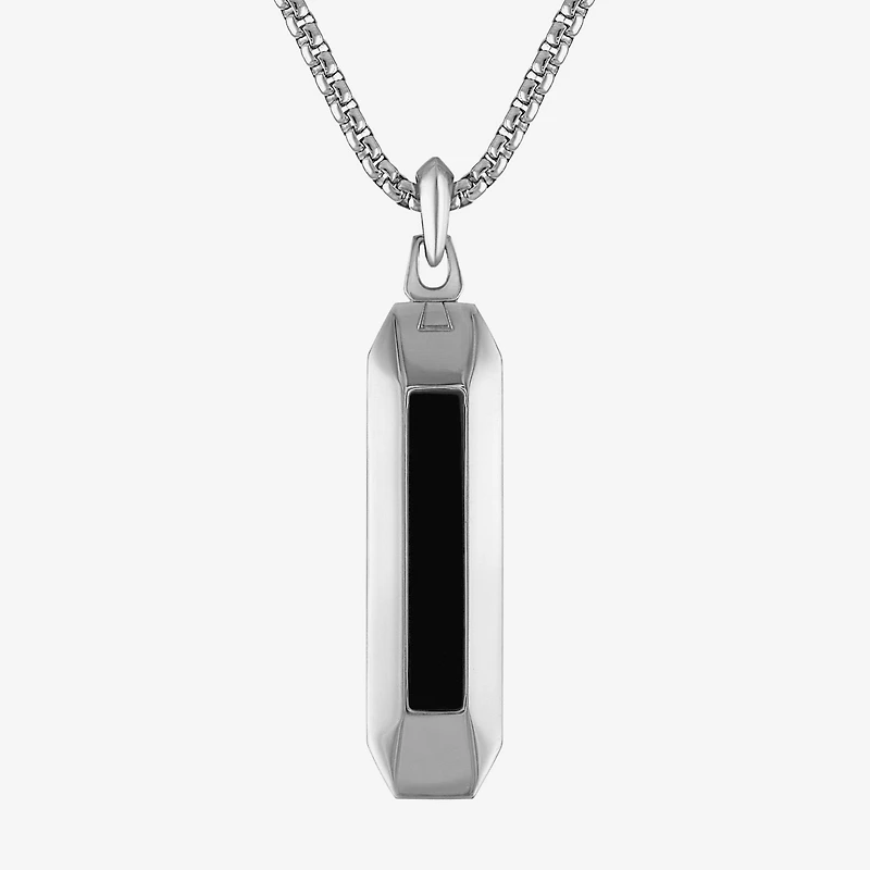 Bulova Mens Stainless Steel 24 Inch Pendant Necklace