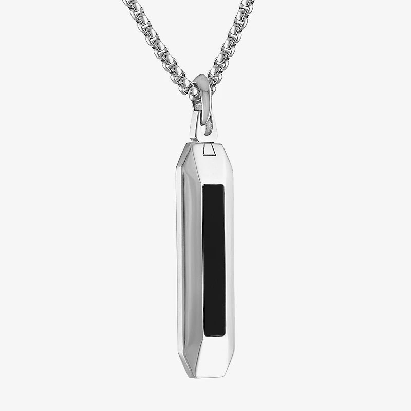 Bulova Mens Stainless Steel 24 Inch Pendant Necklace