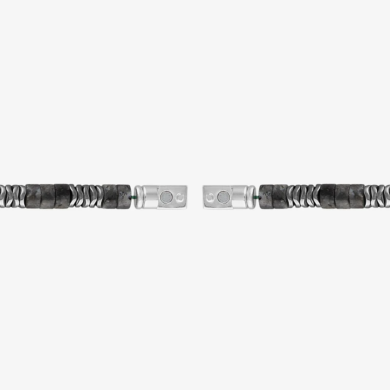 Bulova Mens Sterling Silver Beaded Bracelet
