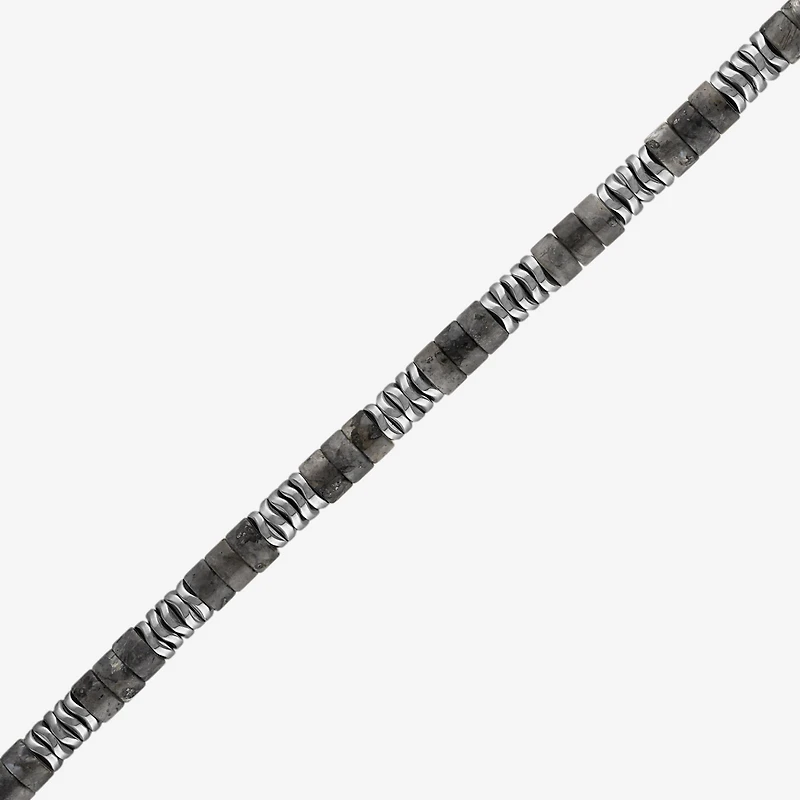 Bulova Mens Sterling Silver Beaded Bracelet