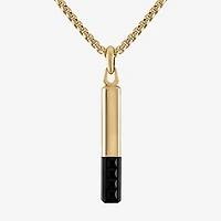 Bulova Mens Genuine Black Spinel Stainless Steel Rectangular 24 Inch Pendant Necklace