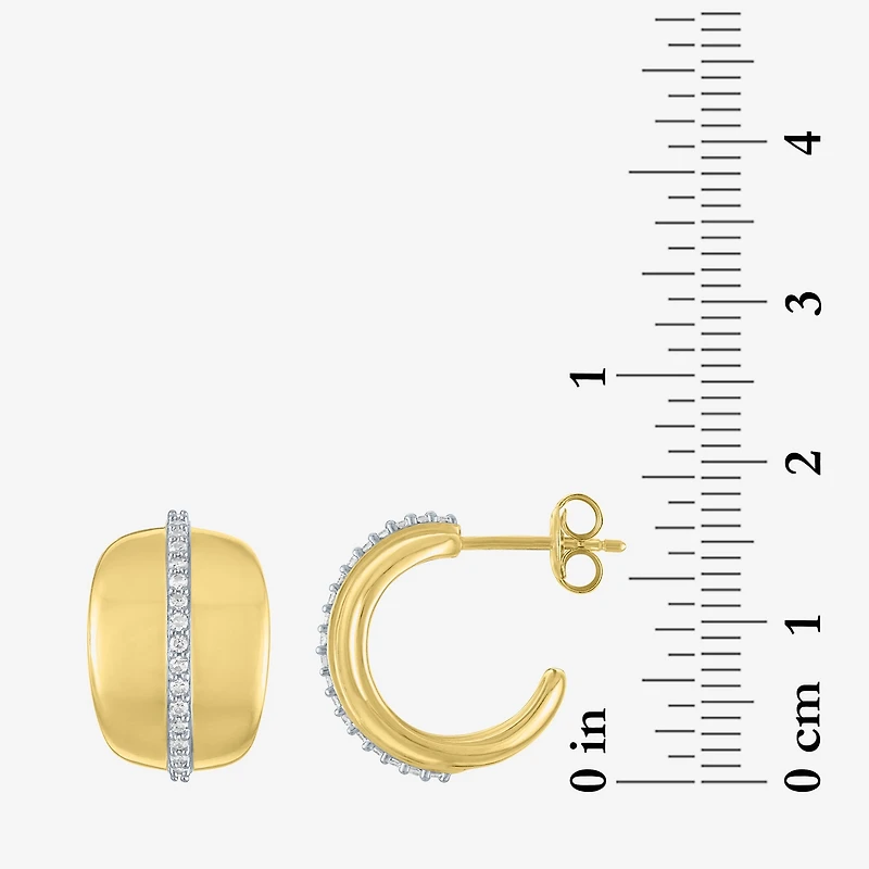 Diamond Addiction (G-H, I1-I2) Womens 1/4 CT. T.W. Lab Grown White Diamond 14K Gold Over Silver Sterling Silver 16.7mm Hoop Earrings