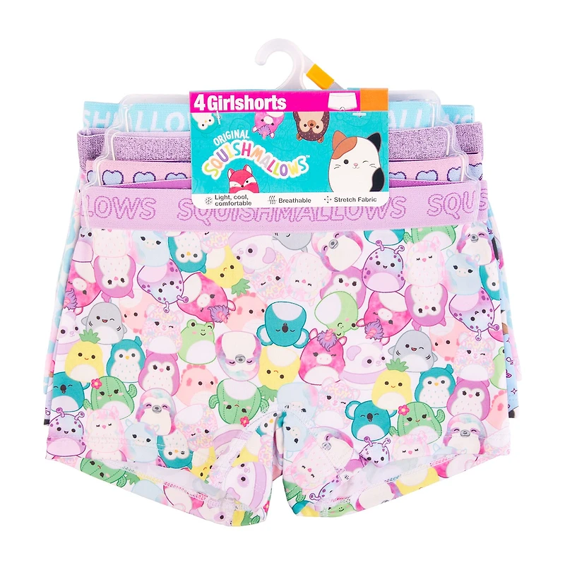 Little & Big Kid Girls Squishmallows 4 Pack Multi-Pack Boyshort Panty Gabp7700