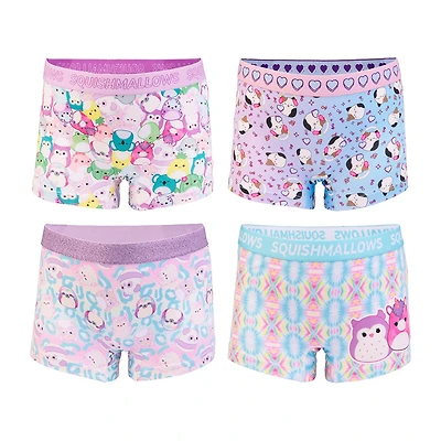 Little & Big Kid Girls Squishmallows 4 Pack Multi-Pack Boyshort Panty Gabp7700
