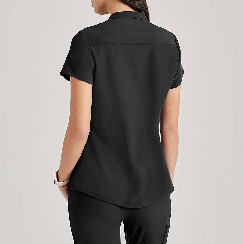 Barco Unify But163 Mission 1-Pocket Womens Henley Neck Short Sleeve Stretch Fabric Moisture Wicking Wrinkle Resistant Scrub Top
