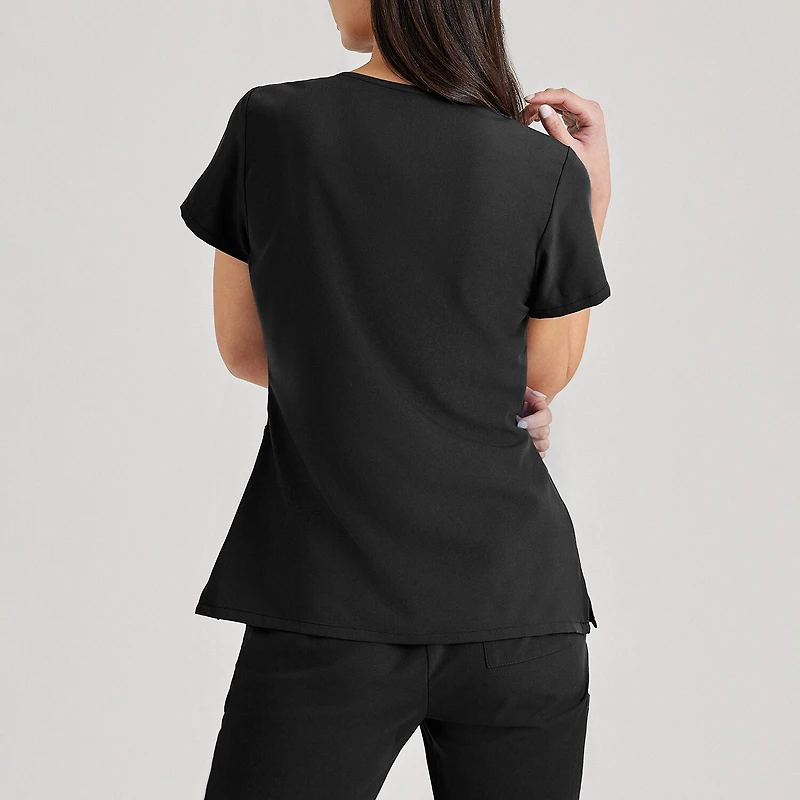 Barco Unify But167 Purpose 4-Pocket Womens V Neck Short Sleeve Stretch Fabric Moisture Wicking Wrinkle Resistant Scrub Top