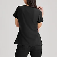 Barco Unify But167 Purpose 4-Pocket Womens V Neck Short Sleeve Stretch Fabric Moisture Wicking Wrinkle Resistant Scrub Top