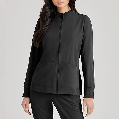Barco Unify Buw884 Team 3- Pocket Funnel Collar Warm-Up Womens Stretch Fabric Moisture Wicking Wrinkle Resistant Scrub Jackets