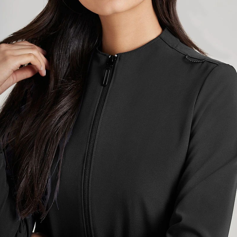 Barco Unify Buw884 Team 3- Pocket Funnel Collar Warm-Up Womens Plus Tall Stretch Fabric Moisture Wicking Wrinkle Resistant Scrub Jackets