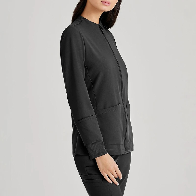Barco Unify Buw884 Team 3- Pocket Funnel Collar Warm-Up Womens Plus Tall Stretch Fabric Moisture Wicking Wrinkle Resistant Scrub Jackets