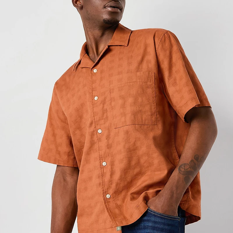mutual weave Mens Easy-on + Easy-off Short Sleeve Adaptive Camp Shirt