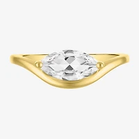 Womens Lab Created White Sapphire 14K Gold Over Silver Marquise Solitaire Cocktail Ring
