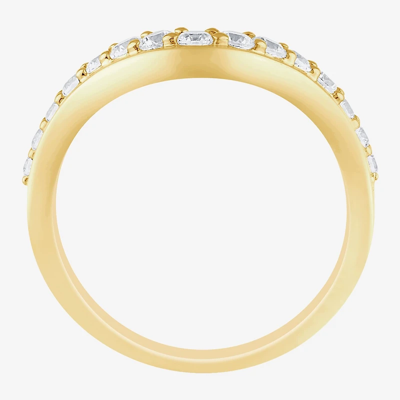 I / Si2) Womens 1/2 CT. T.W. Lab Grown White Diamond 10K Gold Round Wedding Ring Enhancer