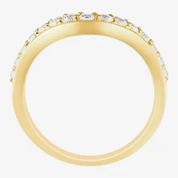 I / Si2) Womens 1/2 CT. T.W. Lab Grown White Diamond 10K Gold Round Wedding Ring Enhancer