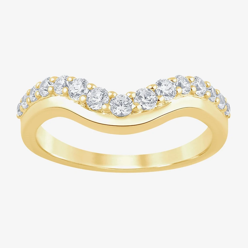 I / Si2) Womens 1/2 CT. T.W. Lab Grown White Diamond 10K Gold Round Wedding Ring Enhancer