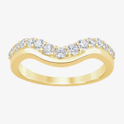I / Si2) Womens 1/2 CT. T.W. Lab Grown White Diamond 10K Gold Round Wedding Ring Enhancer