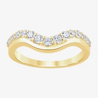I / Si2) Womens 1/2 CT. T.W. Lab Grown White Diamond 10K Gold Round Wedding Ring Enhancer