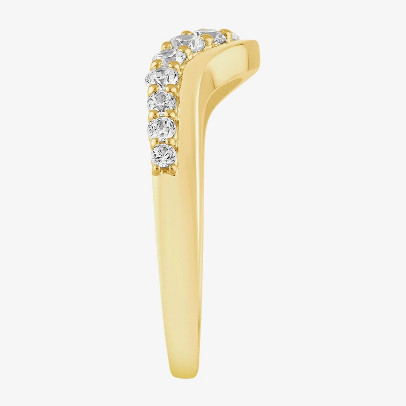I / Si2) Womens 1/2 CT. T.W. Lab Grown White Diamond 10K Gold Round Wedding Ring Enhancer