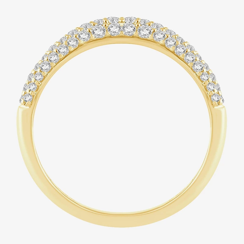 I / Si2) Womens 1/2 CT. T.W. Lab Grown White Diamond 10K Gold Round Wedding Ring Enhancer