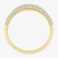 I / Si2) Womens 1/2 CT. T.W. Lab Grown White Diamond 10K Gold Round Wedding Ring Enhancer