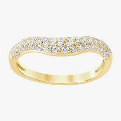 I / Si2) Womens 1/2 CT. T.W. Lab Grown White Diamond 10K Gold Round Wedding Ring Enhancer