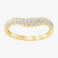 I / Si2) Womens 1/2 CT. T.W. Lab Grown White Diamond 10K Gold Round Wedding Ring Enhancer