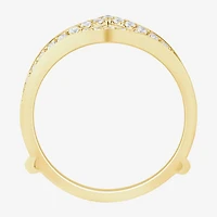 (I / Si2) Womens 1/2 CT. T.W. Lab Grown White Diamond 10K Gold Round Wedding Ring Guard