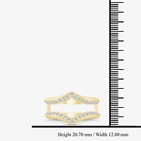 (I / Si2) Womens 1/2 CT. T.W. Lab Grown White Diamond 10K Gold Round Wedding Ring Guard