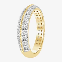 (I / Si2) Womens 3MM 1 CT. T.W. Lab Grown White Diamond 10K Gold Round Wedding Band