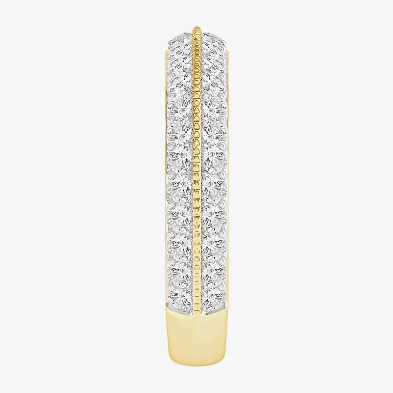 (I / Si2) Womens 3MM 1 CT. T.W. Lab Grown White Diamond 10K Gold Round Wedding Band