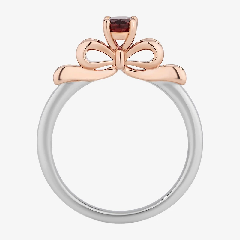 Enchanted Disney Fine Jewelry Snow White(I,I2) Womens 3/4 CT. T.W. Genuine Red Garnet 14K Rose Gold Over Silver Sterling Silver Oval Snow White Cocktail Ring
