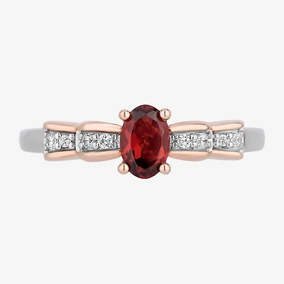 Enchanted Disney Fine Jewelry Snow White(I,I2) Womens 3/4 CT. T.W. Genuine Red Garnet 14K Rose Gold Over Silver Sterling Silver Oval Snow White Cocktail Ring