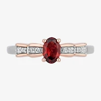 Enchanted Disney Fine Jewelry Snow White(I,I2) Womens 3/4 CT. T.W. Genuine Red Garnet 14K Rose Gold Over Silver Sterling Silver Oval Snow White Cocktail Ring
