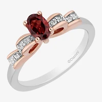 Enchanted Disney Fine Jewelry Snow White(I,I2) Womens 3/4 CT. T.W. Genuine Red Garnet 14K Rose Gold Over Silver Sterling Silver Oval Snow White Cocktail Ring