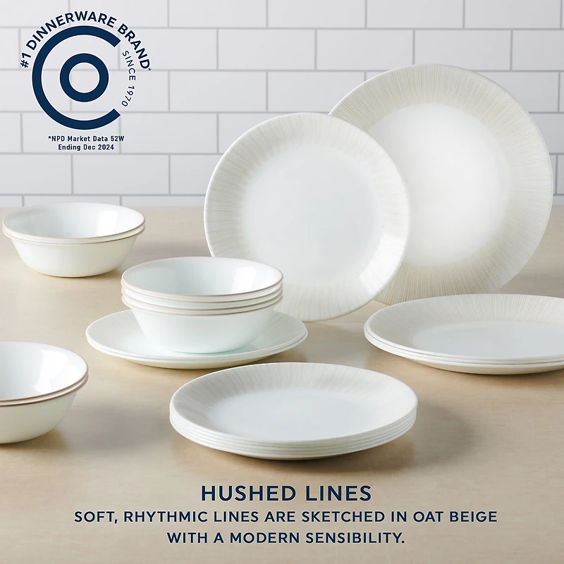 Corelle Hushed Lines 12-pc. Glass Dinnerware Set