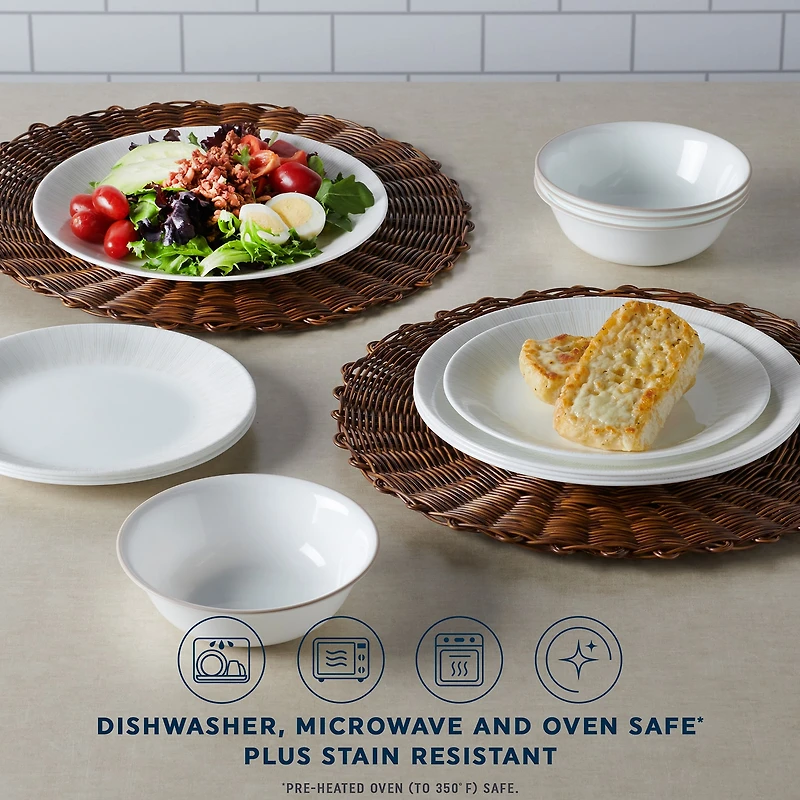 Corelle Hushed Lines 12-pc. Glass Dinnerware Set