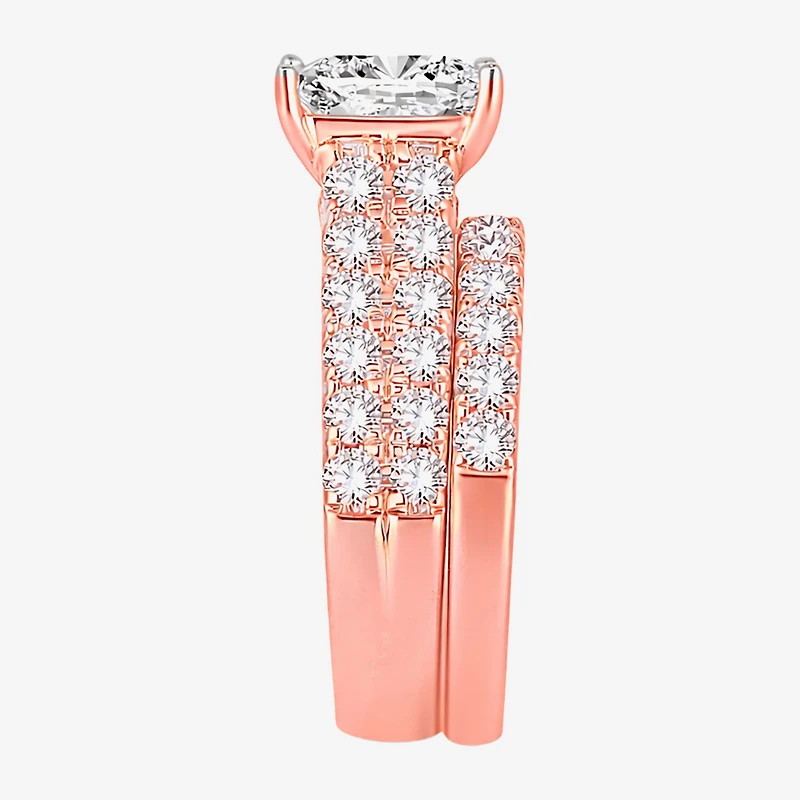 (H-I / SI1-SI2) Signature By Modern Bride Womens 5 CT. T.W. Lab Grown White Diamond 14K Gold Princess Bridal Set